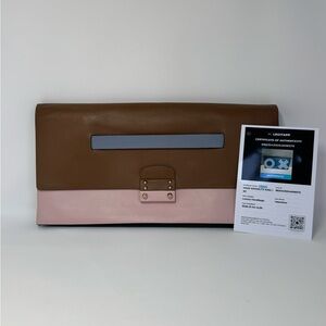 Authentic Valentino Garavani Mime Leather Colorblock Clutch